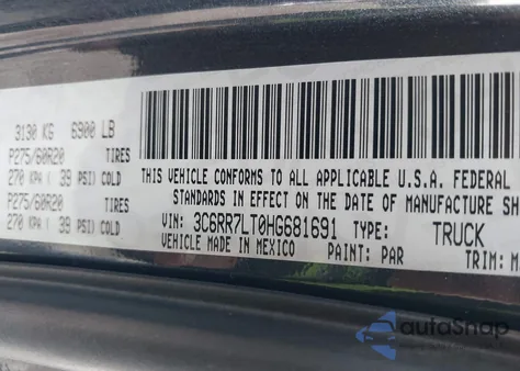 2017 Ram 1500 Big Horn 4X4 5'7 Box z USA, uszkodzony, nr VIN 3C6RR7LT0HG681691